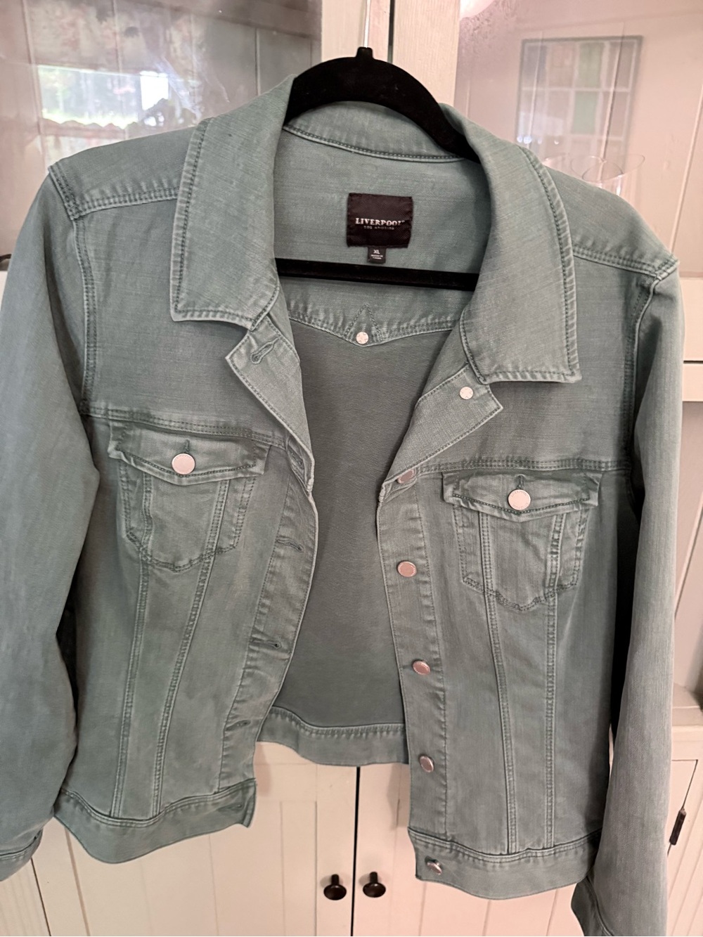 Liverpool Washed Teal Green Denim Jacket - Picture 2 of 4